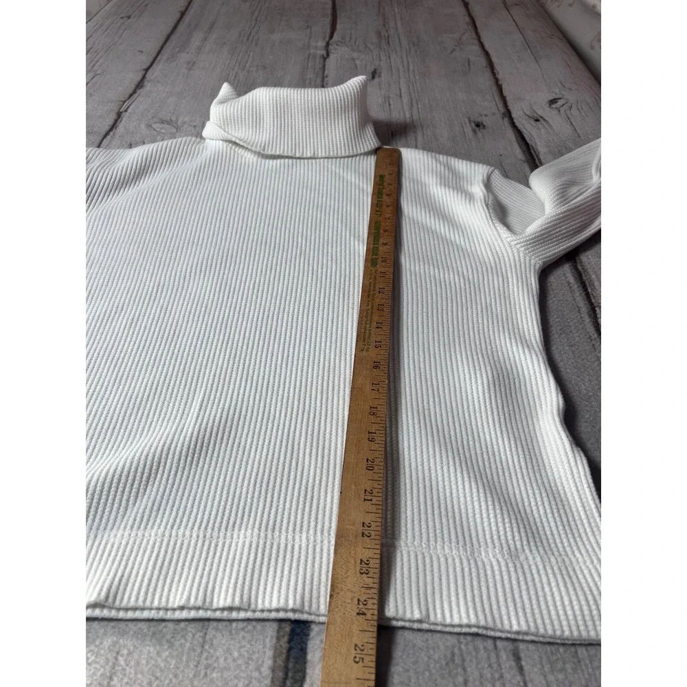 GAP Womens White Ribbed Turtleneck‎ Sweater Relaxed Fit Side Slit Medium
